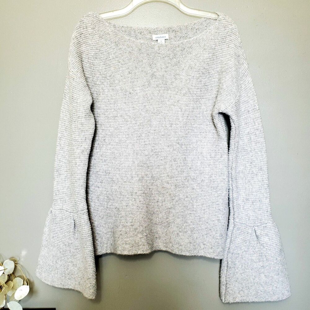 Sundance Sweater Womens Size Small Gray Bell Sleeves Wool Alpaca Knit Blend